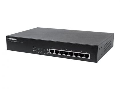 Intellinet 8-Port Gigabit Ethernet PoE+ Switch, 8 x PoE ports, IEEE 802.3at/af Power-over-Ethernet (PoE+/PoE), Endspan, Desktop (UK power cord) - switch - 8 ports - rack-mountable