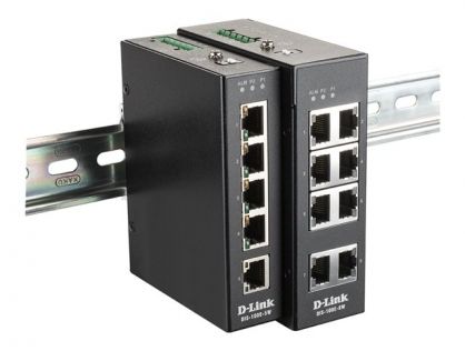 D-Link DIS 100E-8W - Switch - unmanaged - 8 x 10/100 - DIN rail mountable, wall-mountable - DC power