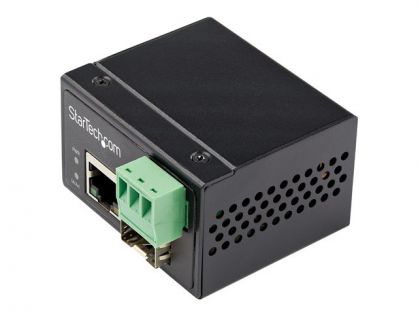StarTech.com Industrial Fiber to Ethernet Media Converter, 100Mbps SFP to RJ45/Cat6, Singlemode/Multimode Optical Fiber to Copper Network, 12-56V DC, IP-30/ -40 to +75C, Fiber to Ethernet - SFP to RJ45 Converter (IMC100MSFP) - fibre media converter - 10Mb