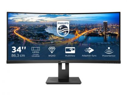 Philips 345B1C - LED monitor - curved - 34" - 3440 x 1440 WQHD @ 100 Hz - VA - 300 cd/m² - 3000:1 - 5 ms - 2xHDMI, DisplayPort - speakers - black texture