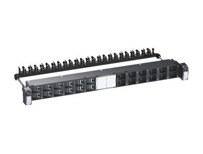 Schneider Actassi 19-C Patch Panel Flat - Patch panel with cable management - rack mountable - CAT 6a - STP - RJ-45 X 24 - dark grey, RAL 7016 - 1U - 19"