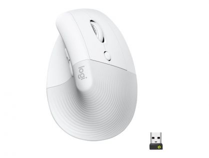 Logitech Lift for Business - vertical mouse - Bluetooth, 2.4 GHz - off-white