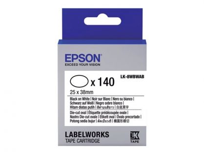 Epson LabelWorks LK-8WBWAB - Black on white - 25 x 38 mm 140 label(s) (1 roll(s) x 140) die cut oval labels - for LabelWorks LW-1000, LW-300, LW-400, LW-600, LW-700, LW-900, LW-Z900
