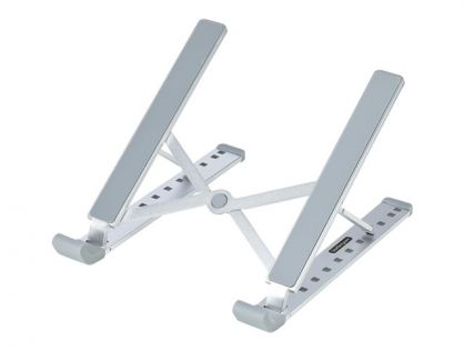 StarTech.com Foldable Laptop Riser Stand, Portable Height Adjustable Ergonomic Laptop Stand, Ventilated Aluminum Frame Supports 22lb (10Kg), Tilt/Raised/Angled Laptop/Tablet Stand, Collapsible Design - Notebook stand - desktop - up to 15.6" - silver