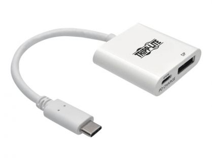Tripp Lite USB C to DisplayPort Video Adapter Converter w/ USB-C PD Charging Port, USB Type C to DP, USB-C, USB Type-C 6in - external video adapter - white
