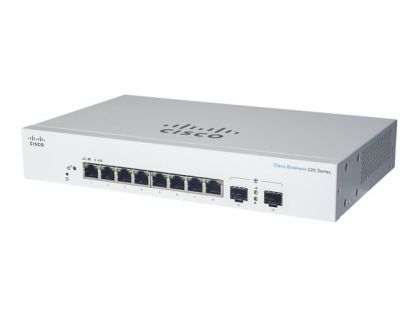 Cisco Business 220 Series CBS220-8FP-E-2G - Switch - smart - 8 x 10/100/1000 (PoE+) + 2 x Gigabit SFP (uplink) - rack-mountable - PoE+ (130 W)