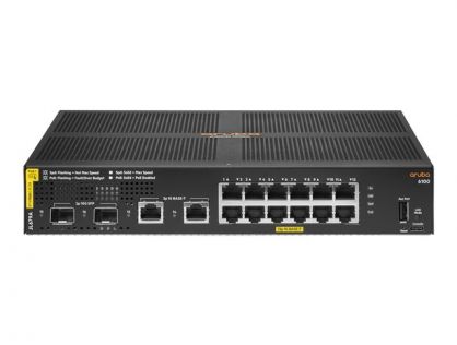 HPE Aruba 6100 12G Class4 PoE 2G/2SFP+ 139W Switch - Switch - L3 - Managed - 12 x 10/100/1000 (PoE+) + 2 x 1 Gigabit / 10 Gigabit SFP+ + 2 x 1000Base-T - rack-mountable - PoE+ (139 W)