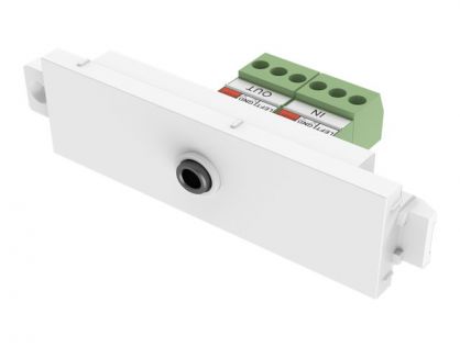 VISION Techconnect Modular AV Faceplate - LIFETIME WARRANTY - 3.5 mm minijack module - for use with stereo audio cable - pass-through terminal on rear - TRS - bare-wire phoenix connectors on rear - fixes into Techconnect surrounds - plastic - white
