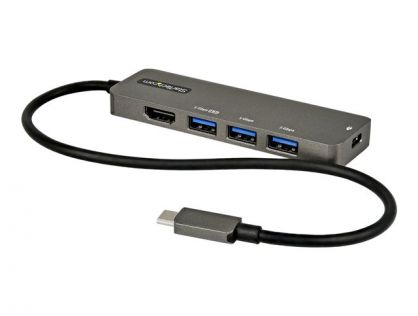 StarTech.com USB C Multiport Adapter, USB-C to HDMI 2.0b 4K 60Hz (HDR10), 100W Power Delivery Pass-Through, 4-Port 5Gbps USB 3.0 Hub, USB Type-C Mini Dock, with 12" (30cm) Attached Cable - Thunderbolt 3 Compatible (DKT30CHPD3) - docking station - USB-C -