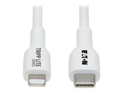 Eaton Tripp Lite Series Safe-IT USB-C to Lightning Sync/Charge Antibacterial Cable (M/M), MFi Certified, White, 1 m (3.3 ft.) - Lightning cable - Lightning / USB - 1 m