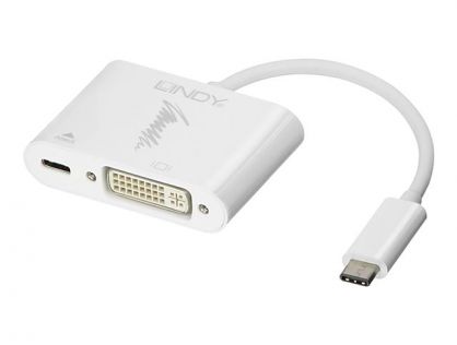 Lindy USB 3.1 Type C to DVI-D Converter with USB Power Delivery - external video adapter - white