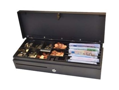 460 MM FLIP LID DRAWER BLACK PLASTIC INSERT W MLOCK LID CABL