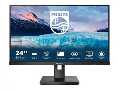 Philips S-line 243S1 - LED monitor - 24" (23.8" viewable) - 1920 x 1080 Full HD (1080p) @ 75 Hz - IPS - 300 cd/m² - 1000:1 - 4 ms - HDMI, DisplayPort, USB-C - speakers - textured black