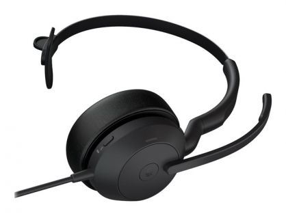 Jabra Evolve2 50 MS Mono - Headset - on-ear - wired - active noise cancelling - USB-C - black - Zoom Certified, Certified for Microsoft Teams, Cisco Webex Certified, Alcatel-Lucent Certified, Unify Certified, Google Meet Certified, Amazon Chime Certified