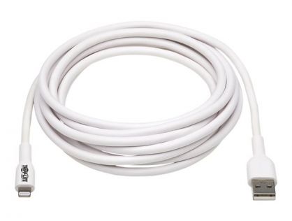 Tripp Lite Anti-bacterial USB-A to Lightning Sync/Charge Cable, MFi Certified - White, M/M, USB 2.0, 3M (9.8 ft.) - Lightning cable - Lightning / USB - 3 m