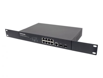 Intellinet 8-Port Gigabit Ethernet PoE+ Web-Managed Switch with 2 SFP Ports, IEEE 802.3at/af Power over Ethernet (PoE+/PoE) Compliant, 140 W, Endspan, Desktop, 19" Rackmount (UK power cord) - switch - 8 ports - Managed - rack-mountable