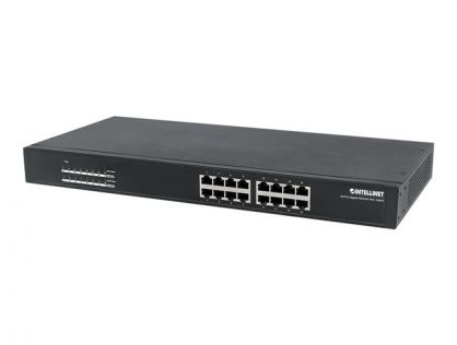 Intellinet 16-Port Gigabit Ethernet PoE+ Switch, 16 x PoE ports, IEEE 802.3at/af Power-over-Ethernet (PoE+/PoE), Endspan, Rackmount (UK Power Cord) - switch - 16 ports - rack-mountable