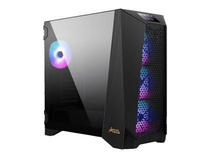 MSI MEG Prospect 700R Full Tower Gaming Computer Case Black 4x 140mm ARGB Fans 4.3'' Touch Panel Vertical GPU Mount USB Type-C Tempe red Gla