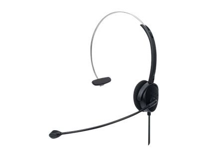 Manhattan Mono On-Ear Headset (USB) (Clearance Pricing), Microphone Boom (padded), Retail Box Packaging, Adjustable Headband, In-Line Volume Control, Ear Cushion, USB-A for both sound and mic use, cable 1.5m, Three Year Warranty - headset