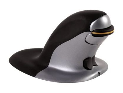Fellowes Penguin Large - vertical mouse - 2.4 GHz - black, silver