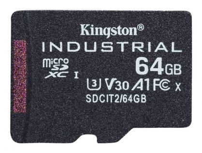 Kingston Industrial - Flash memory card - 64 GB - A1 / Video Class V30 / UHS-I U3 / Class10 - microSDXC UHS-I