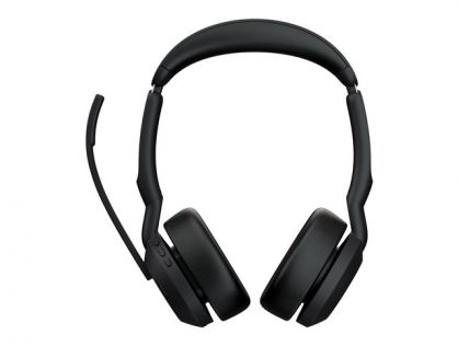 Jabra Evolve2 55 MS Stereo - Headset - on-ear - Bluetooth - wireless - active noise cancelling - USB-C - black - Zoom Certified, Cisco Webex Certified, Alcatel-Lucent Certified, Avaya Certified, Unify Certified, MFi Certified, Google Meet Certified, Amazo