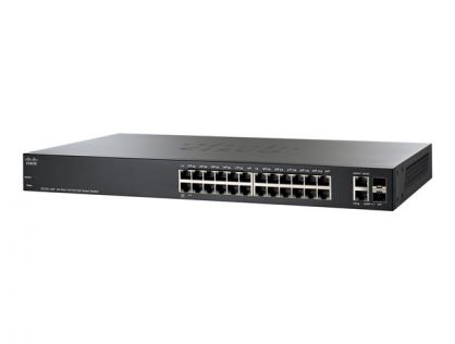 Cisco 220 Series SF220-24P - Switch - Managed - 24 x 10/100 (PoE) + 2 x combo Gigabit SFP - desktop, rack-mountable - PoE (180 W)