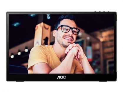 AOC 16T3EA - LED monitor - 16" (15.6" viewable) - portable - 1920 x 1080 Full HD (1080p) @ 60 Hz - IPS - 250 cd/m² - 700:1 - 4 ms - USB-C - textured black