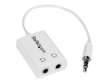 StarTech.com White Slim Mini Jack Headphone Splitter Cable Adapter - 3.5mm Audio Mini Stereo Y Splitter - 3.5mm Male to 2x 3.5mm Female (MUY1MFFADPW) - headphones splitter - 15.23 cm