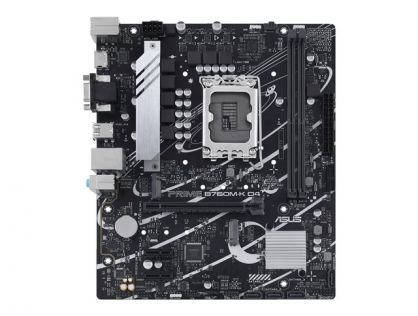 ASUS PRIME B760M-K D4 - Motherboard - micro ATX - LGA1700 Socket - B760 Chipset - USB 3.2 Gen 1 - 2.5 Gigabit LAN - onboard graphics (CPU required) - HD Audio (8-channel)