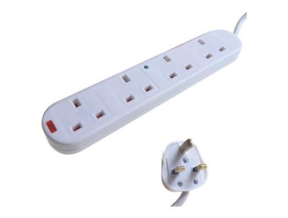 2M 4 WAY SURGE PROTECTED PWR EXT UK 4 UK SOCKETS WHITE
