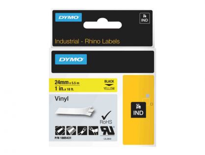 DYMO Rhino Coloured Vinyl - Vinyl tape - black on yellow - Roll (2.54 cm x 5.5 m) 1 roll(s) - for Rhino 6000, 6000 Hard Case Kit
