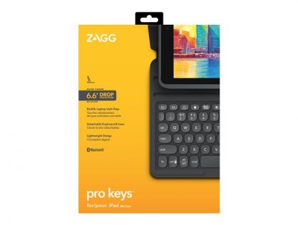 ZAGG Pro Keys - keyboard and folio case - QWERTY - UK - black/grey Input Device