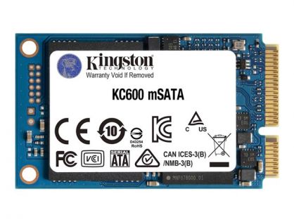 Kingston KC600 - SSD - encrypted - 1024 GB - internal - mSATA - SATA 6Gb/s - 256-bit AES - TCG Opal Encryption, Self-Encrypting Drive (SED)