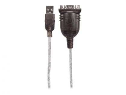 Manhattan USB-A to Serial Converter cable, 45cm, Male to Male, Serial/RS232/COM/DB9, FTDI FT232RL Chip, Black/Silver cable, Three Years Warranty, Polybag - serial adapter - USB - RS-232