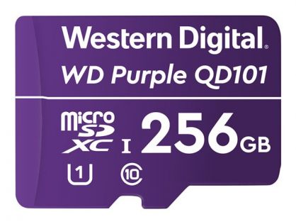 WD Purple SC QD101 WDD256G1P0C - Flash memory card - 256 GB - UHS-I U1 / Class10 - microSDXC UHS-I - purple