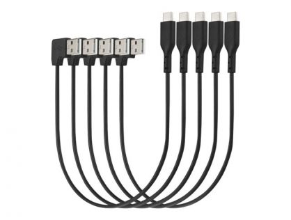 Kensington Charge & Sync USB-C Cable (5-pack) - USB cable - USB (M) angled to 24 pin USB-C (M) straight - USB 2.0 - 20 V - 3 A - 32.7 cm - black (pack of 5)