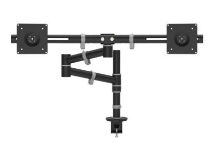 Dataflex Viewgo dual monitor arm - black - desk clamp and bolt through mounts - depth adjustment