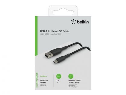 BOOST CHARGE MICRO-USB TO USB-A CABLE BRAIDED 1M BLACK