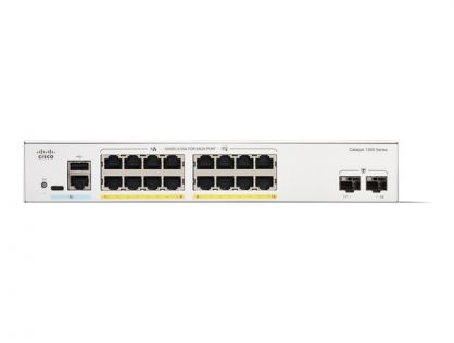 Cisco Catalyst 1300-16P-2G - Switch - L3 - Managed - 16 x 10/100/1000 (PoE+) + 2 x Gigabit SFP - rack-mountable - PoE+ (120 W)