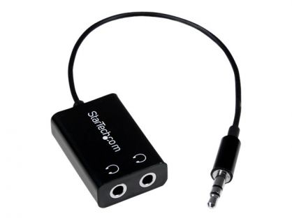 StarTech.com Black Slim Mini Jack Headphone Splitter Cable Adapter - 3.5mm Audio Mini Stereo Y Splitter - 3.5mm Male to 2x 3.5mm Female (MUY1MFFADP) - Headphones splitter - mini-phone stereo 3.5 mm female to mini-phone stereo 3.5 mm male - 15.23 cm - blac