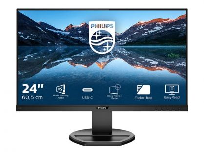 Philips B Line 243B9 - LED monitor - 24" - 1920 x 1080 Full HD (1080p) @ 75 Hz - IPS - 250 cd/m² - 1000:1 - 4 ms - HDMI, VGA, DisplayPort, USB-C - speakers - black texture
