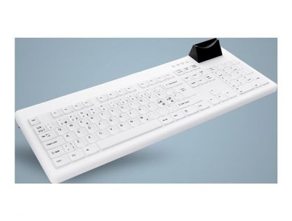 Active Key SmartKey AK-C8200F - Keyboard - hygiene, with integrated smartcard reader - USB - QWERTY - UK - black / white