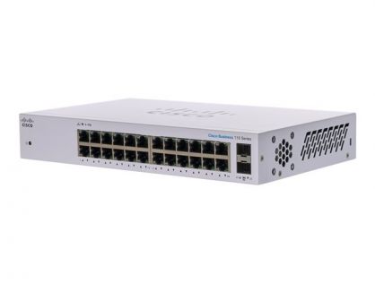 Cisco Business 110 Series 110-24T - Switch - unmanaged - 24 x 10/100/1000 + 2 x combo Gigabit SFP - desktop, rack-mountable, wall-mountable