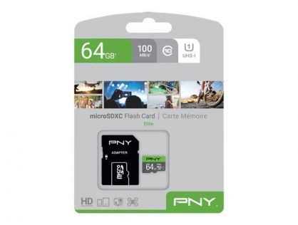 PNY Elite - flash memory card - 64 GB - microSDXC UHS-I