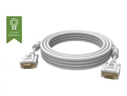 10 m VGA cable - gold plated connectors - ferrite cores both ends - VGA (m) to VGA (m) - outer diameter 8.0 mm - 28 awg - white