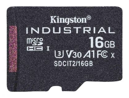 Kingston Industrial - Flash memory card - 16 GB - A1 / Video Class V30 / UHS-I U3 / Class10 - microSDHC UHS-I