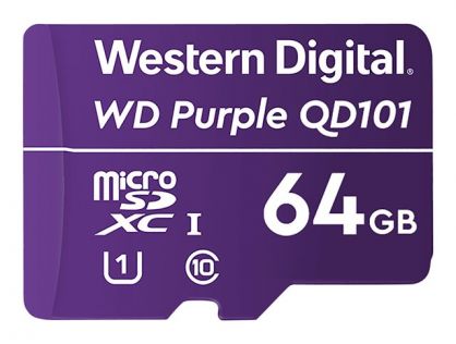 WD Purple SC QD101 WDD064G1P0C - Flash memory card - 64 GB - UHS-I U1 / Class10 - microSDXC UHS-I - purple
