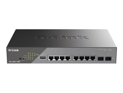 D-Link DSS 200G-10MP - Switch - Managed - 8 x 10/100/1000 (PoE) + 2 x Gigabit SFP - rack-mountable - PoE (130 W)