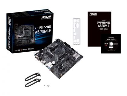 ASUS PRIME A520M-E - Motherboard - micro ATX - Socket AM4 - AMD A520 Chipset - USB 3.2 Gen 1, USB 3.2 Gen 2 - Gigabit LAN - onboard graphics (CPU required) - HD Audio (8-channel)